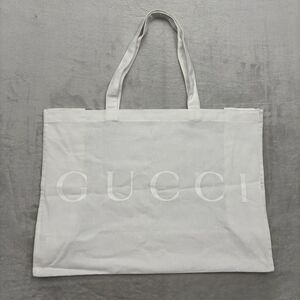 Gucci White Cotton Canvas Tote Bag Embossed Logo Monogram Large Shopping Travel